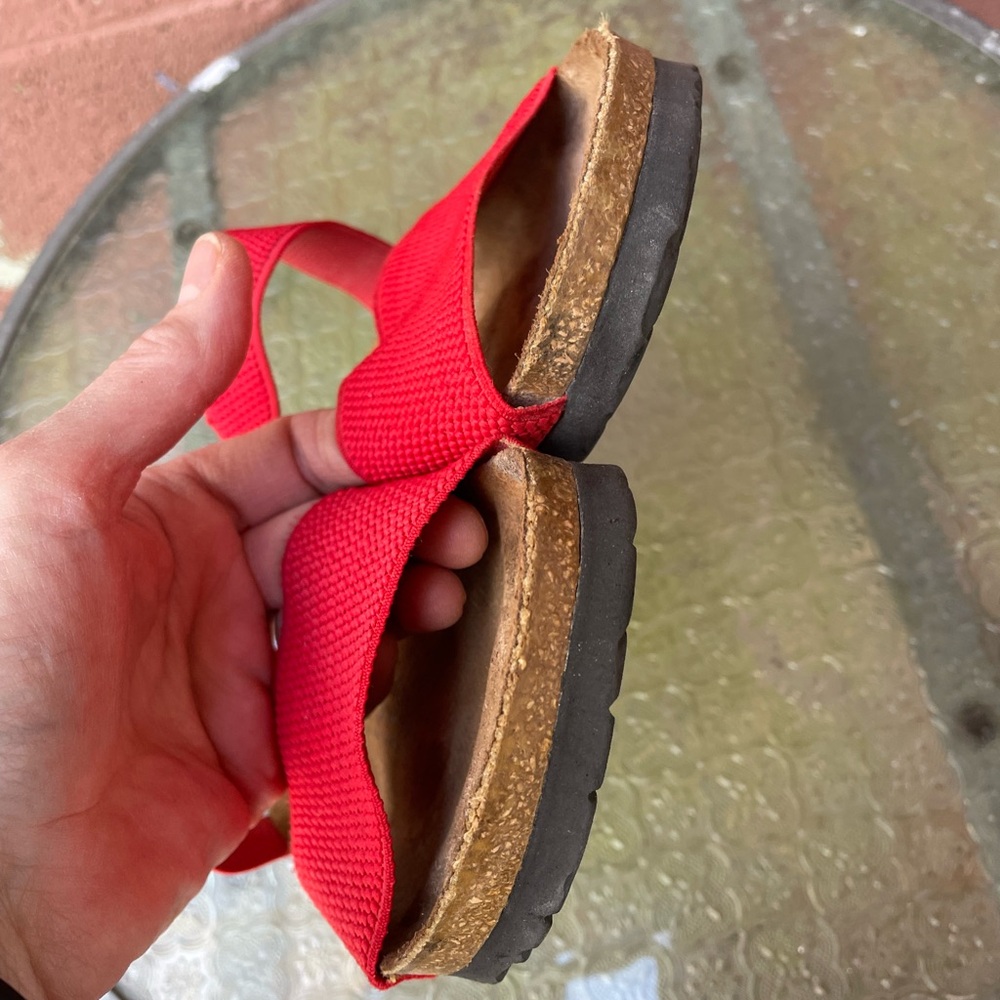 Birkenstock Birki’s Red Elastic Strap Sandals Size 5-5.5 (36) Euro - Picture 9 of 9